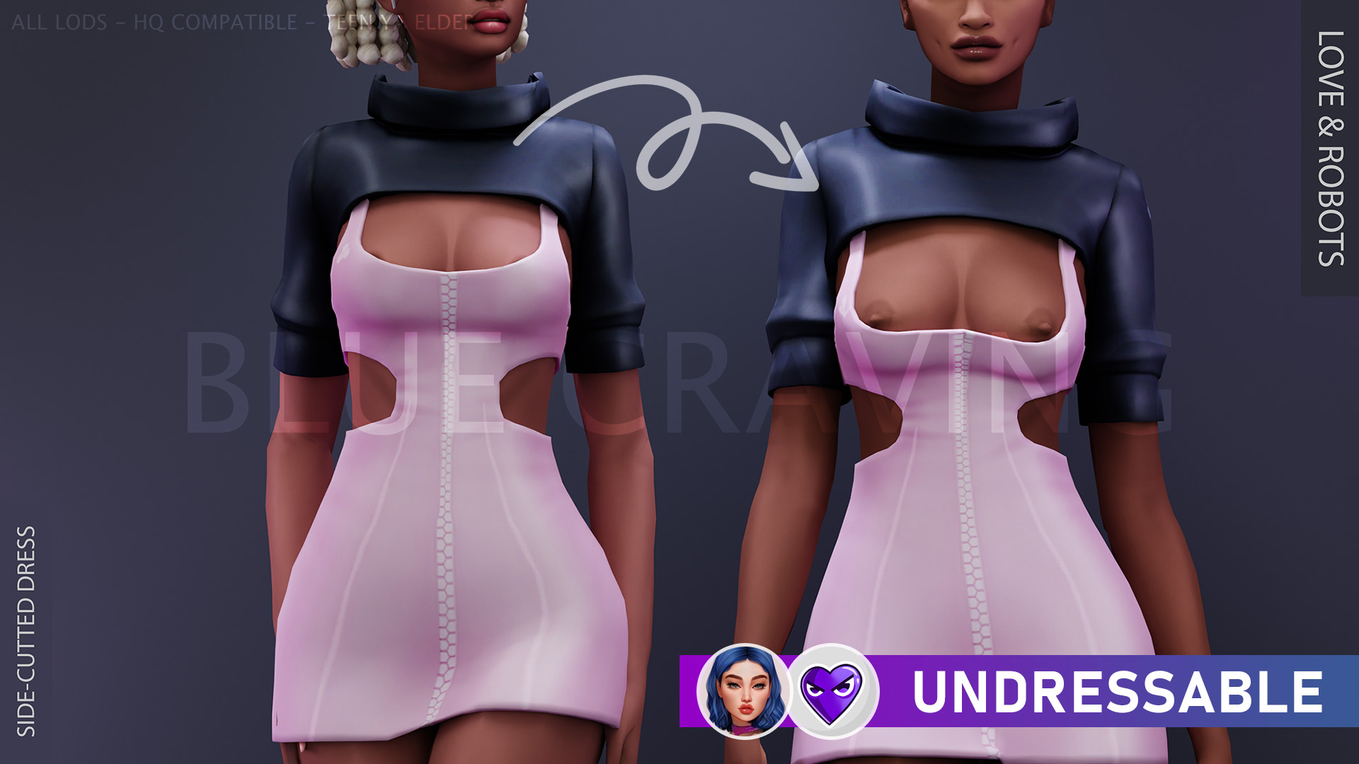 [Blue Craving] Love & Robots - Side Cutted Dress_UNDRESSABLE